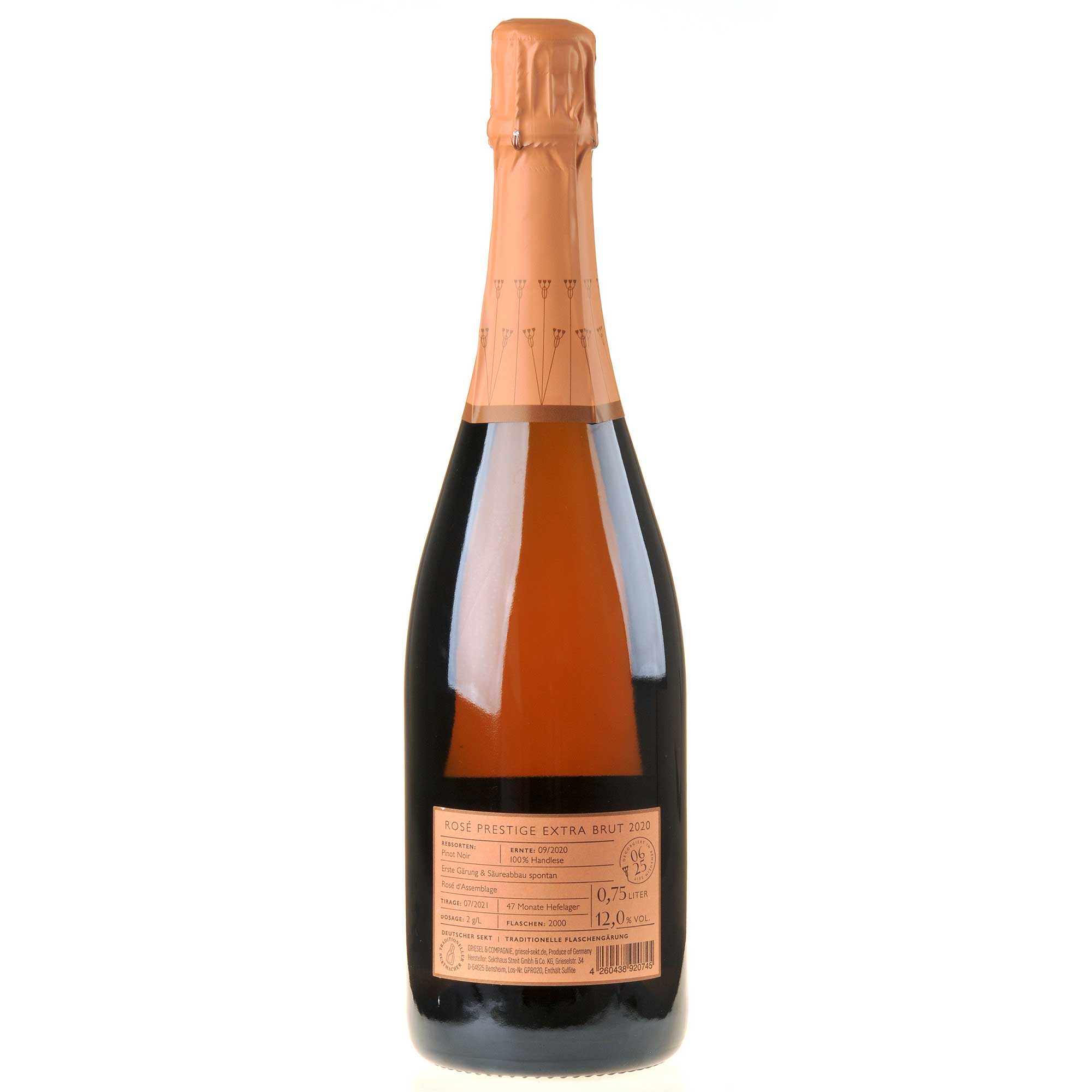 Griesel & Compagnie Rosé Extra Brut Prestige 2020 Rücketikett