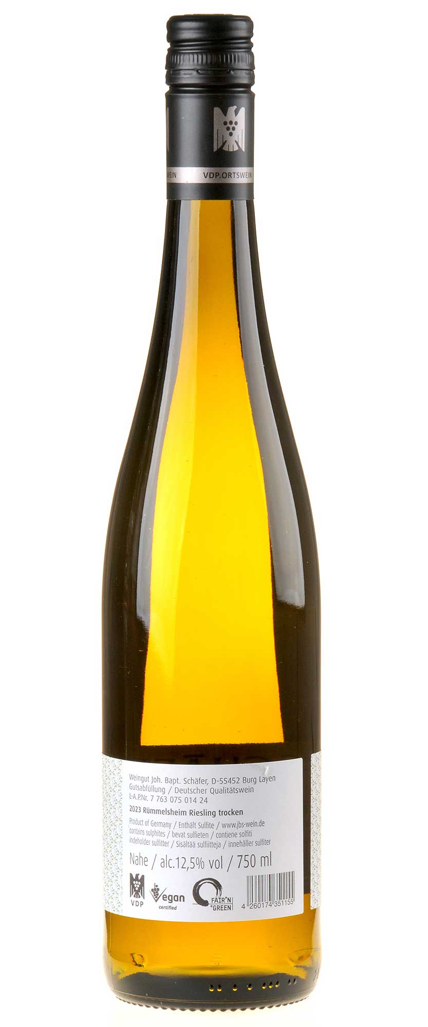Joh. Bapt. Schäfer Riesling Rümmelsheim Kieselstein 2023 Rücketikett