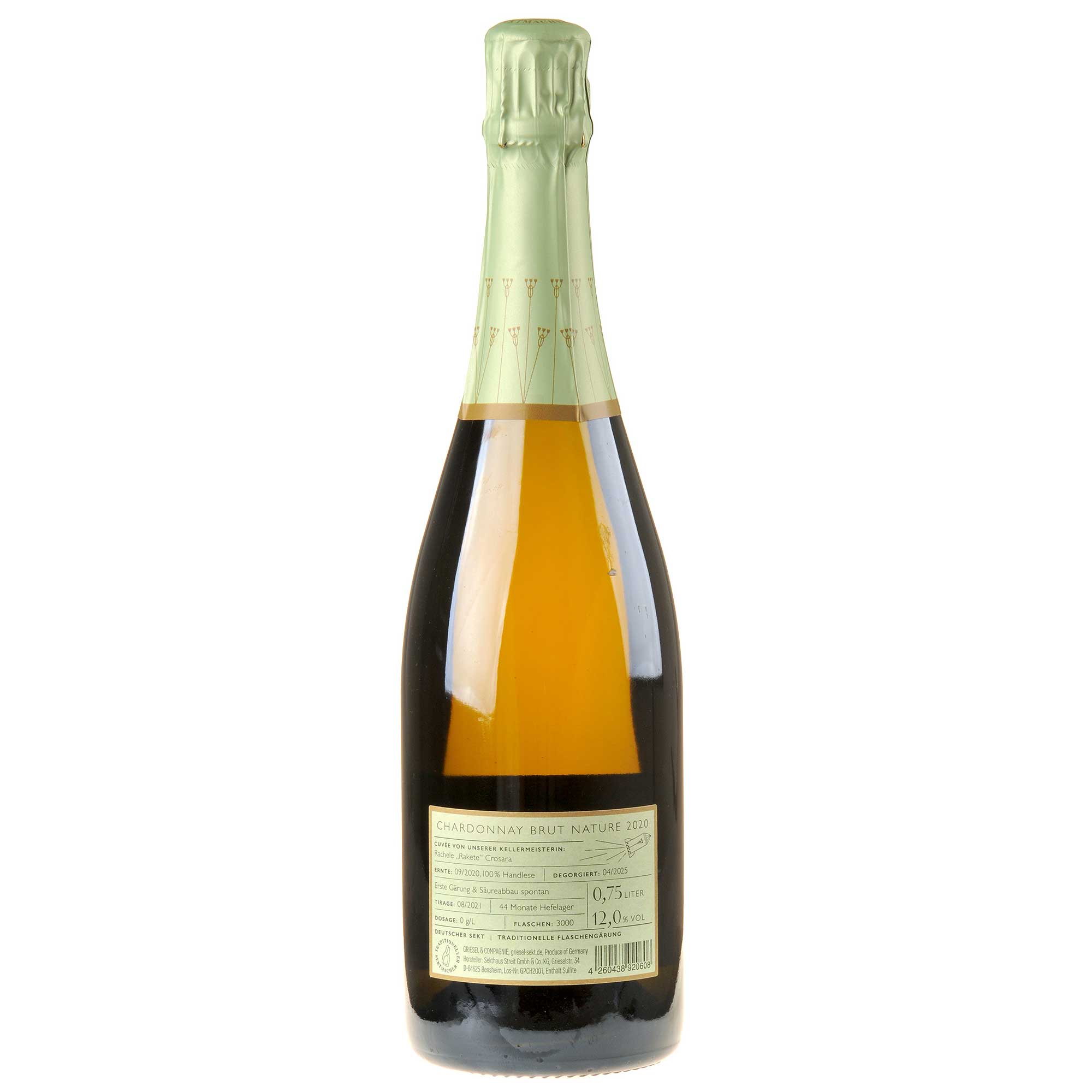 Griesel & Compagnie Chardonnay Brut Nature Prestige 2020 Rücketikett