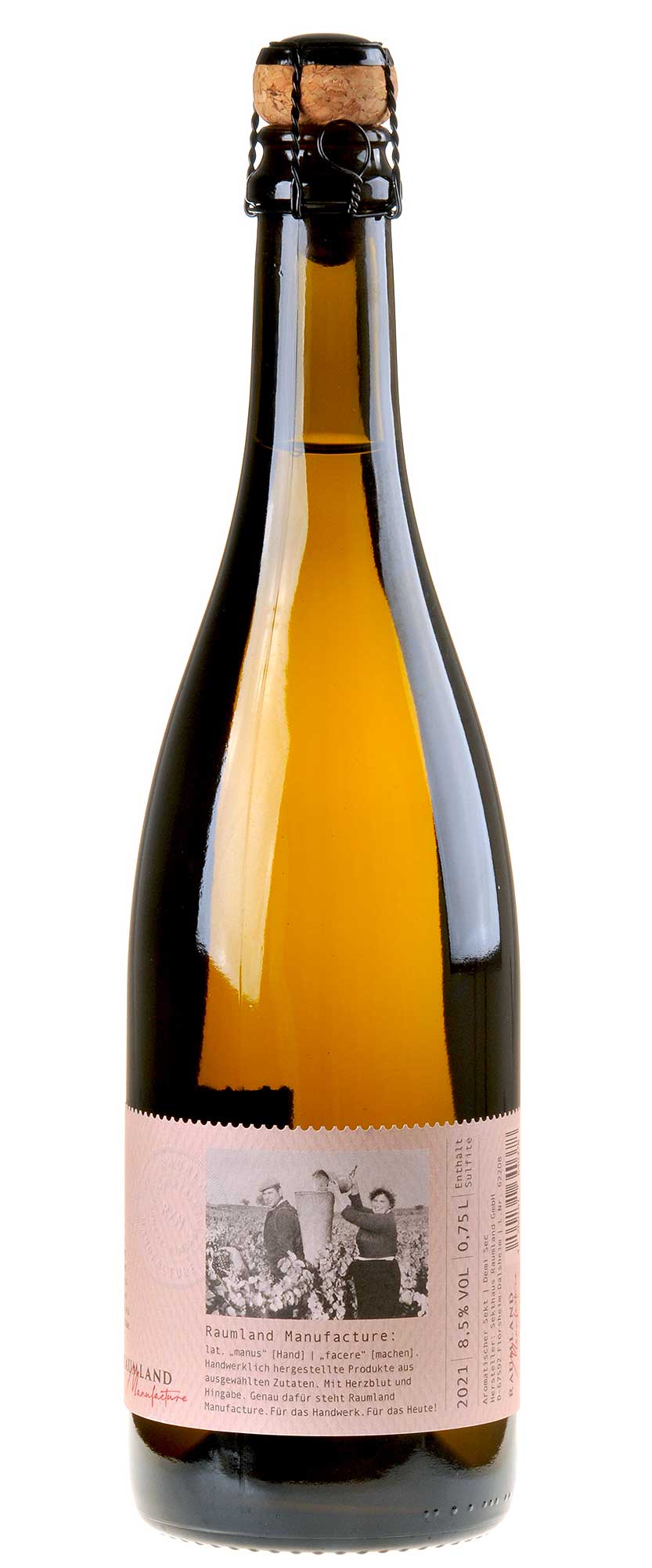 Sekthaus Raumland Ancestrale Fleur Demi sec 2021 Seitenetikett