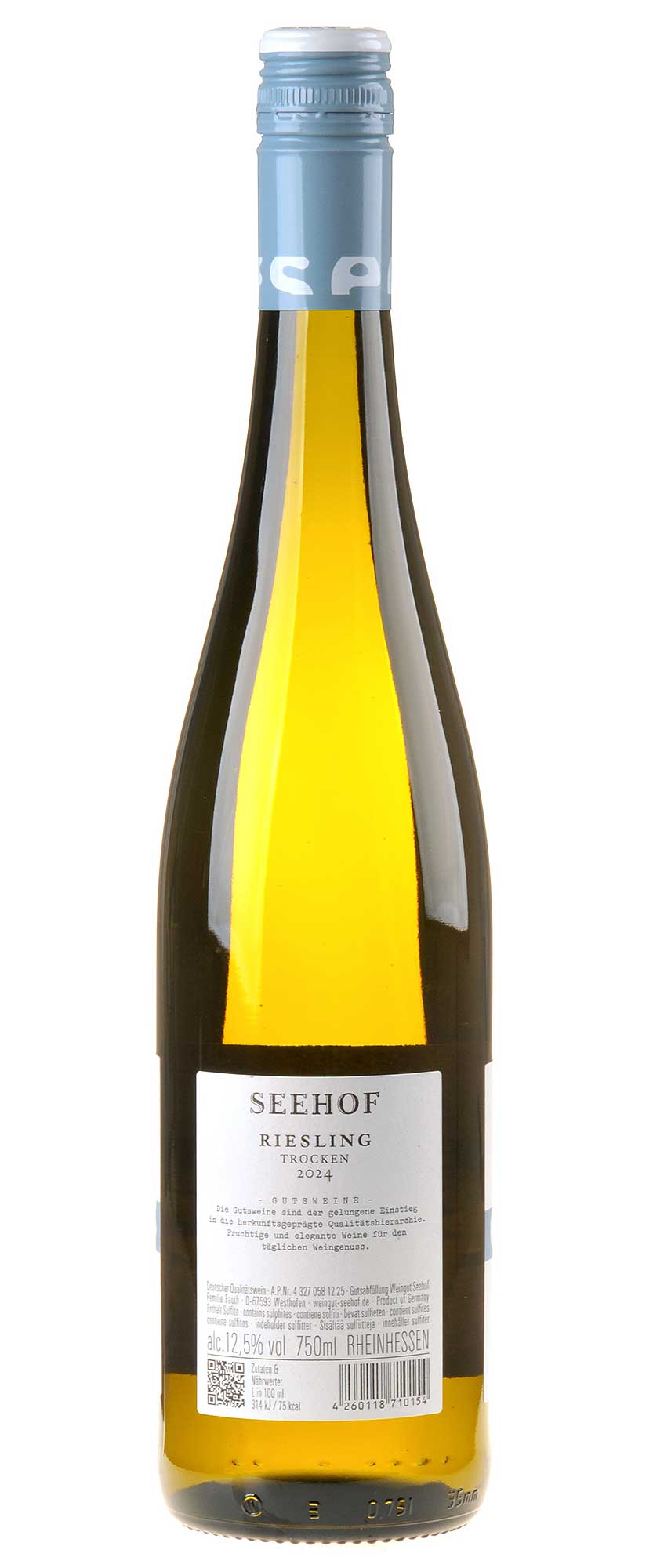 Weingut Seehof Riesling trocken 2024 Rücketikett