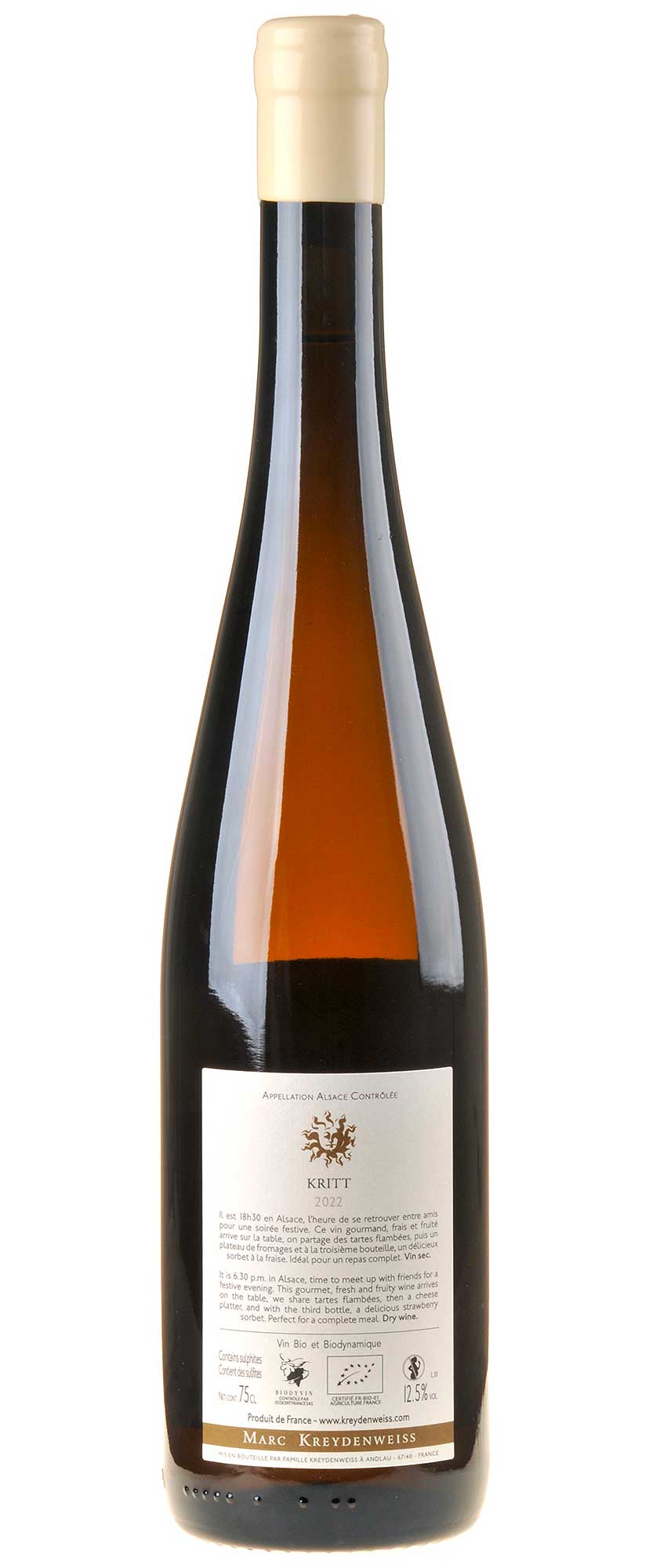 Marc Kreydenweiss Kritt Pinot Blanc Bio 2022 Rücketikett