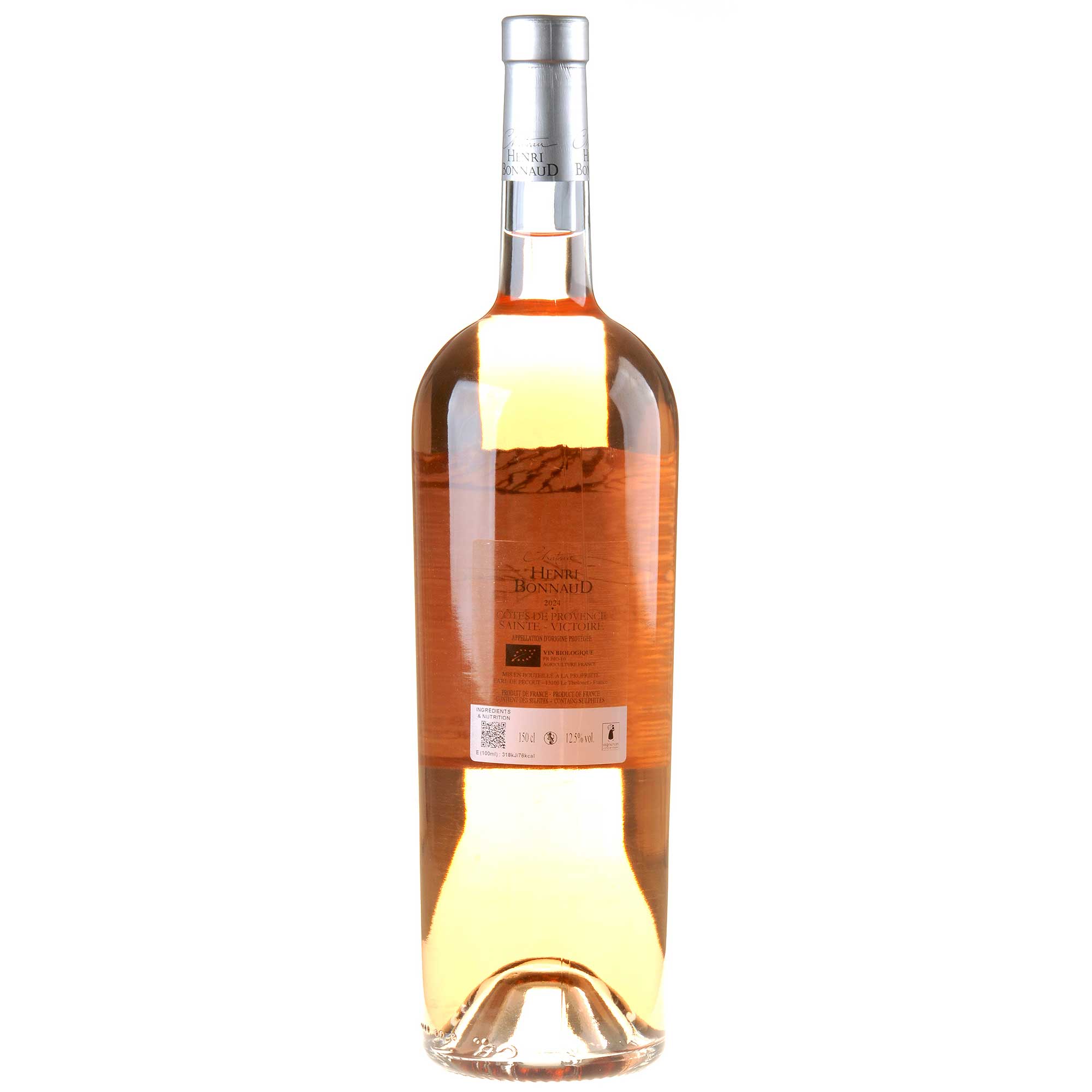 Château Henri Bonnaud Rosé Côtes de Provence Sainte-Victoire Bio 2024 Magnum Rücketikett