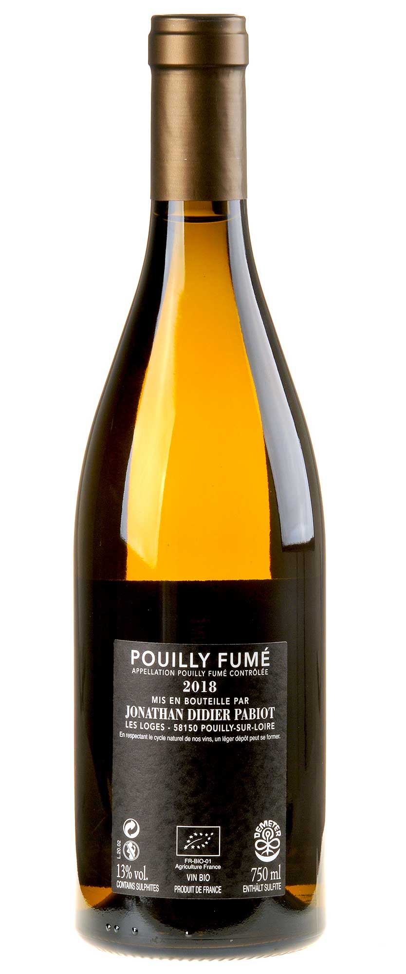 Domaine Jonathan Didier Pabiot Eurythmie Pouilly Fumé Bio 2018 Rücketikett