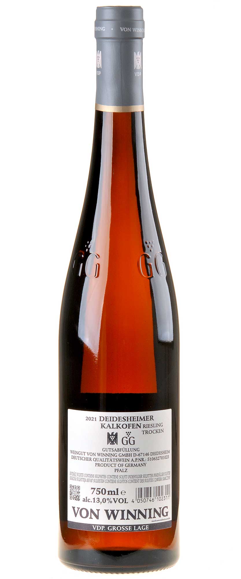 Von Winning Riesling Kalkofen Großes Gewächs 2021 Rücketikett