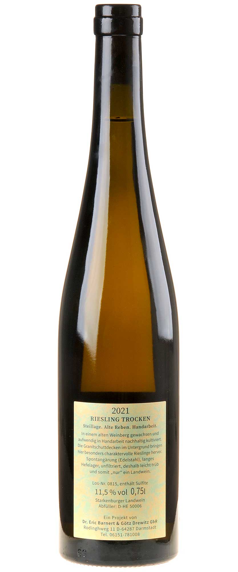 Barnert & Drewitz Riesling Alte Reben - Auf der Mauer 2021 Rücketikett