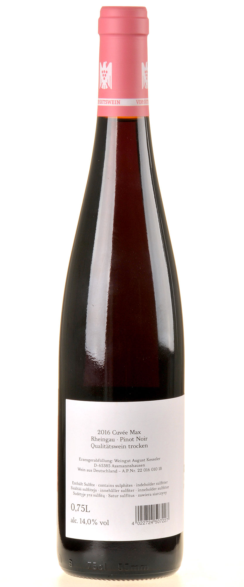 August Kesseler Cuvée Max Pinot Noir 2016 Rücketikette
