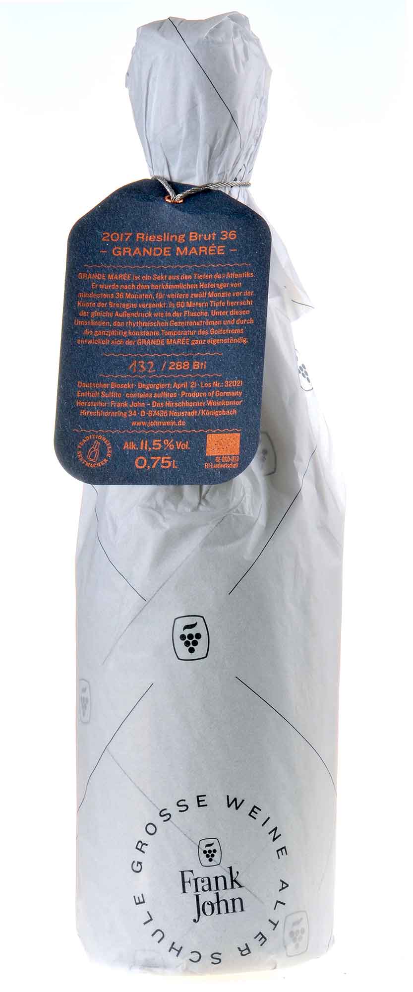 Frank John Grande Marée Riesling Brut Edition Nr. 4 Bio Rücketikett
