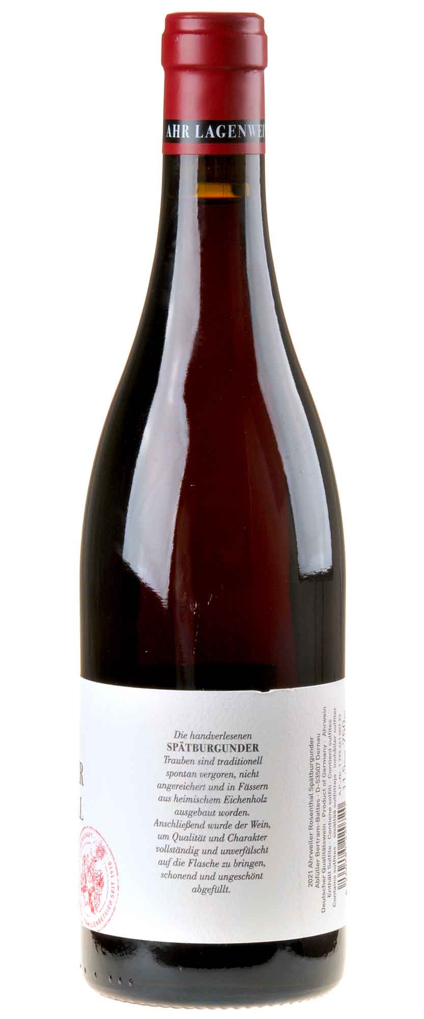 Bertram - Baltes Spätburgunder Ahrweiler Rosenthal 2021 Seitenetikett