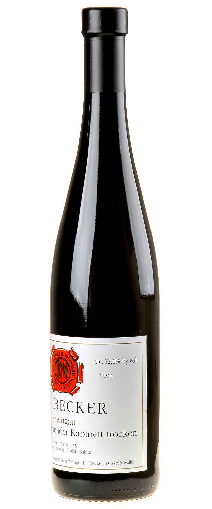 J.B.Becker Spätburgunder Kabinett trocken 2014 Seitenetikett