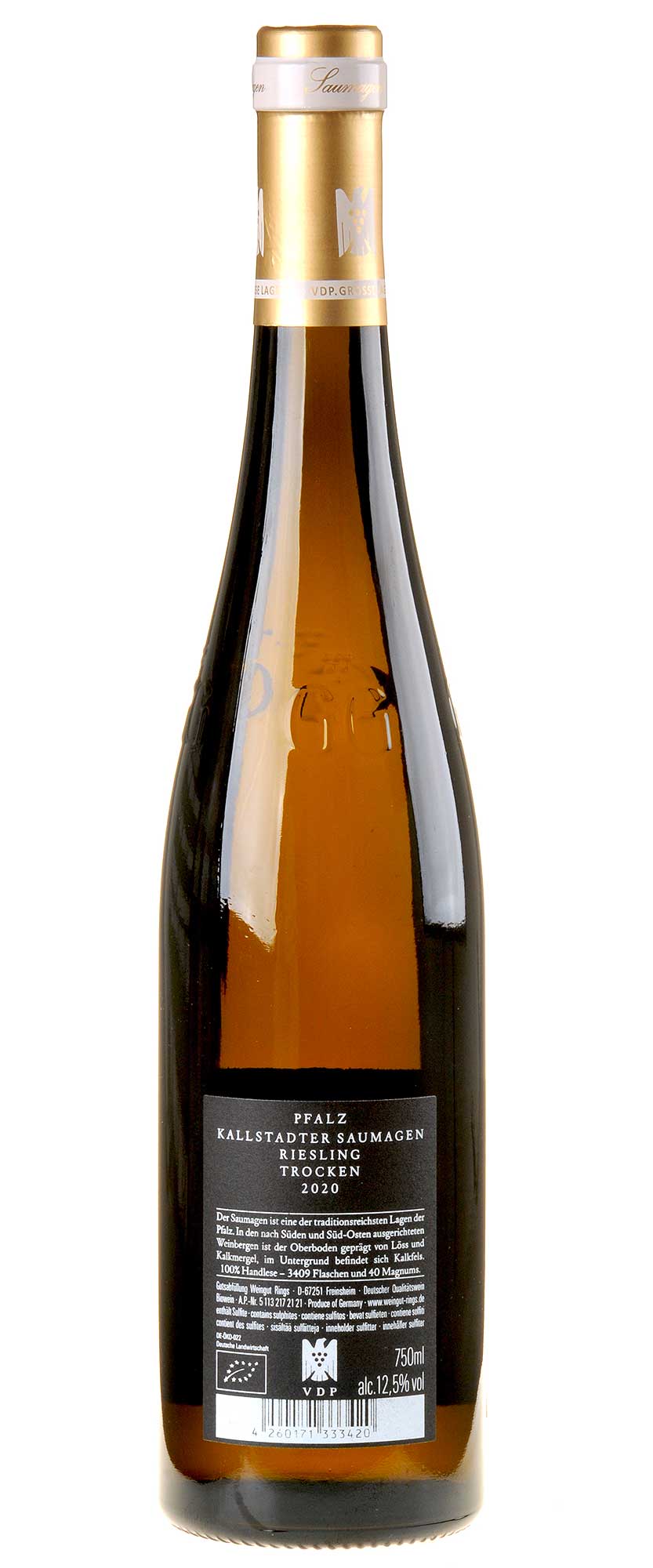 Weingut Rings Riesling Saumagen Großes Gewächs 2020 Rücketikett