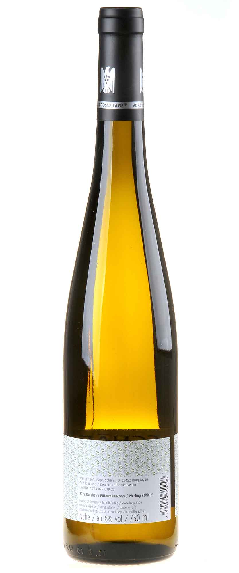 Joh. Bapt. Schäfer Dorsheimer Pittermännchen Riesling Kabinett 2022 Rücketikett