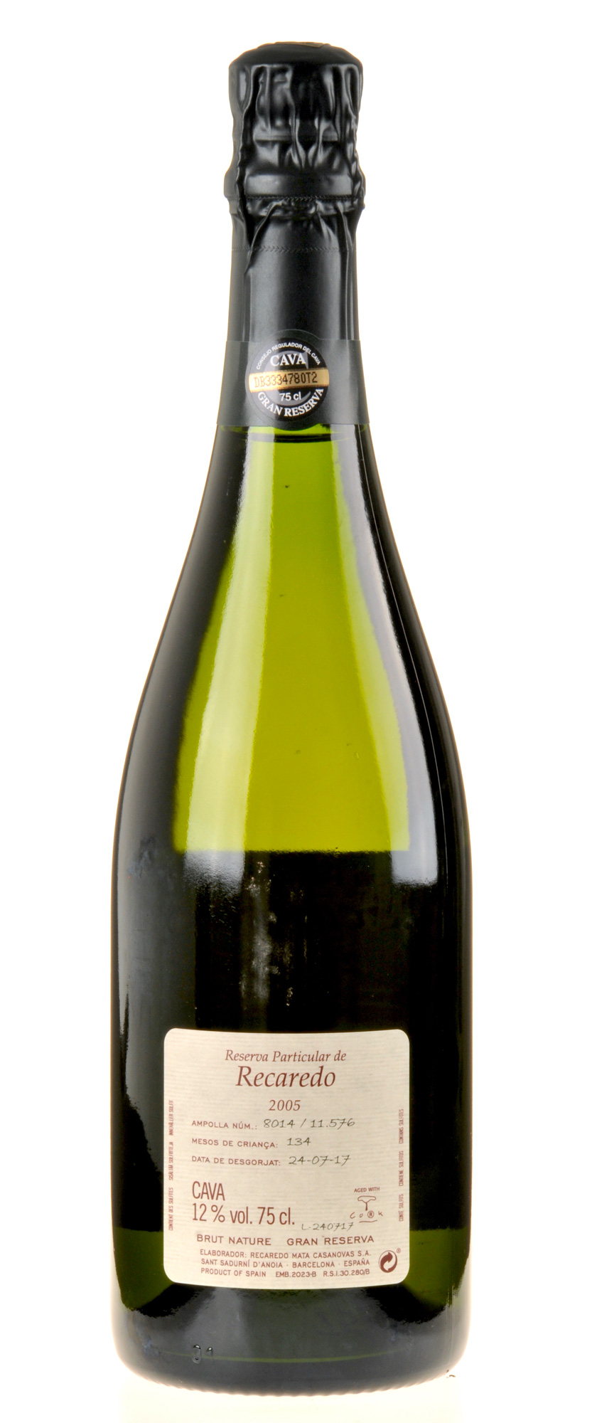 Recaredo Cava Gran Reserva Particular Brut Nature 2005 Rücketikette