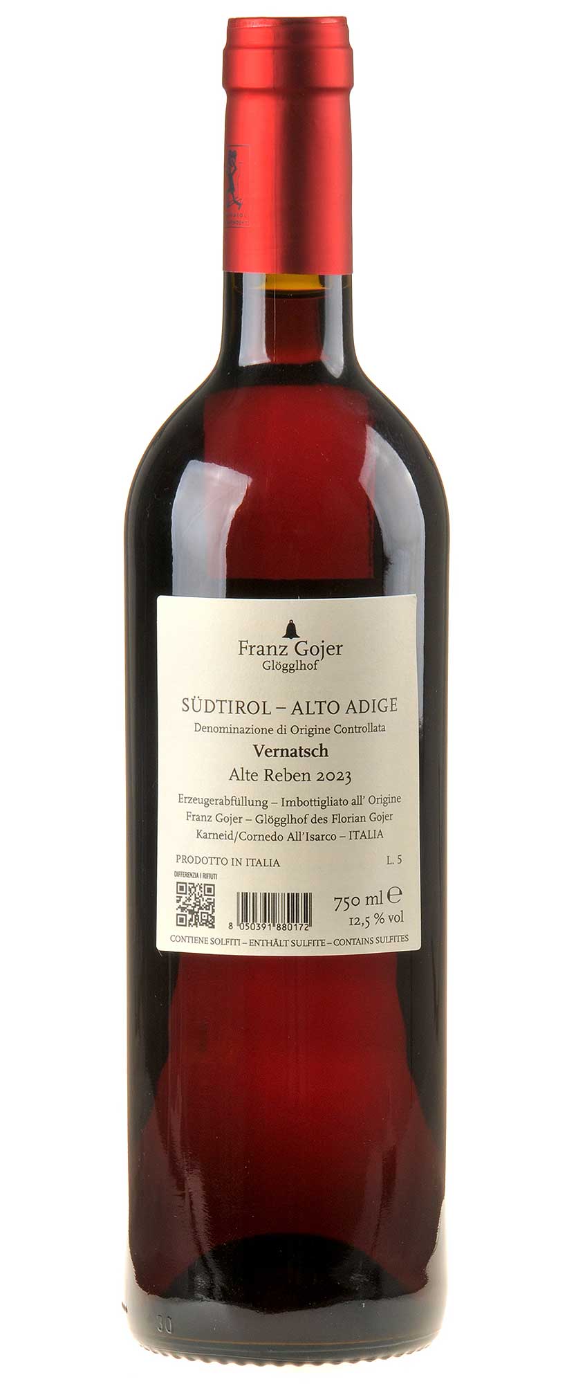 Franz Gojer - Glögglhof Vernatsch Alte Reben 2023 Rücketikett