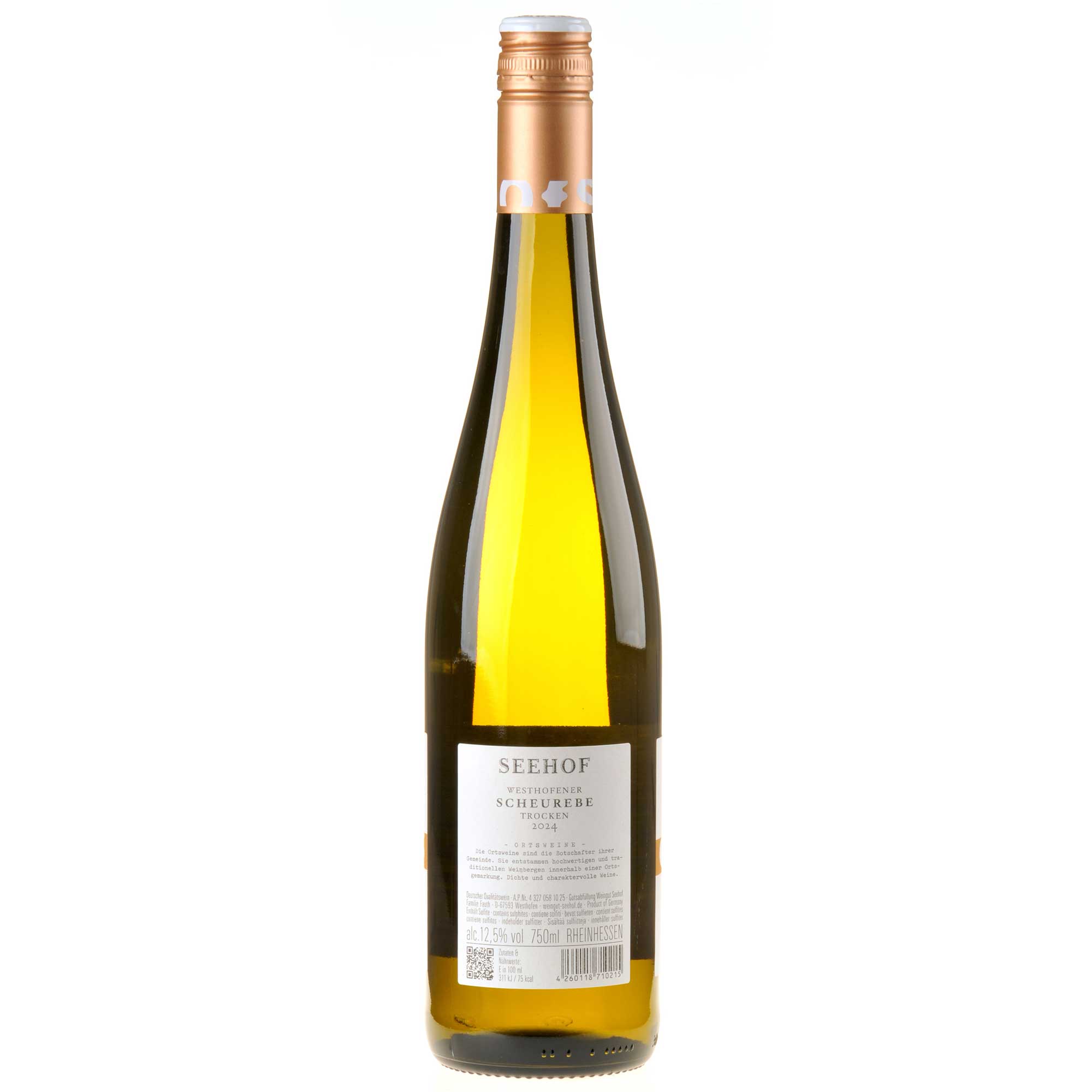Weingut Seehof Scheurebe vom Kalkstein 2024 Rücketikett