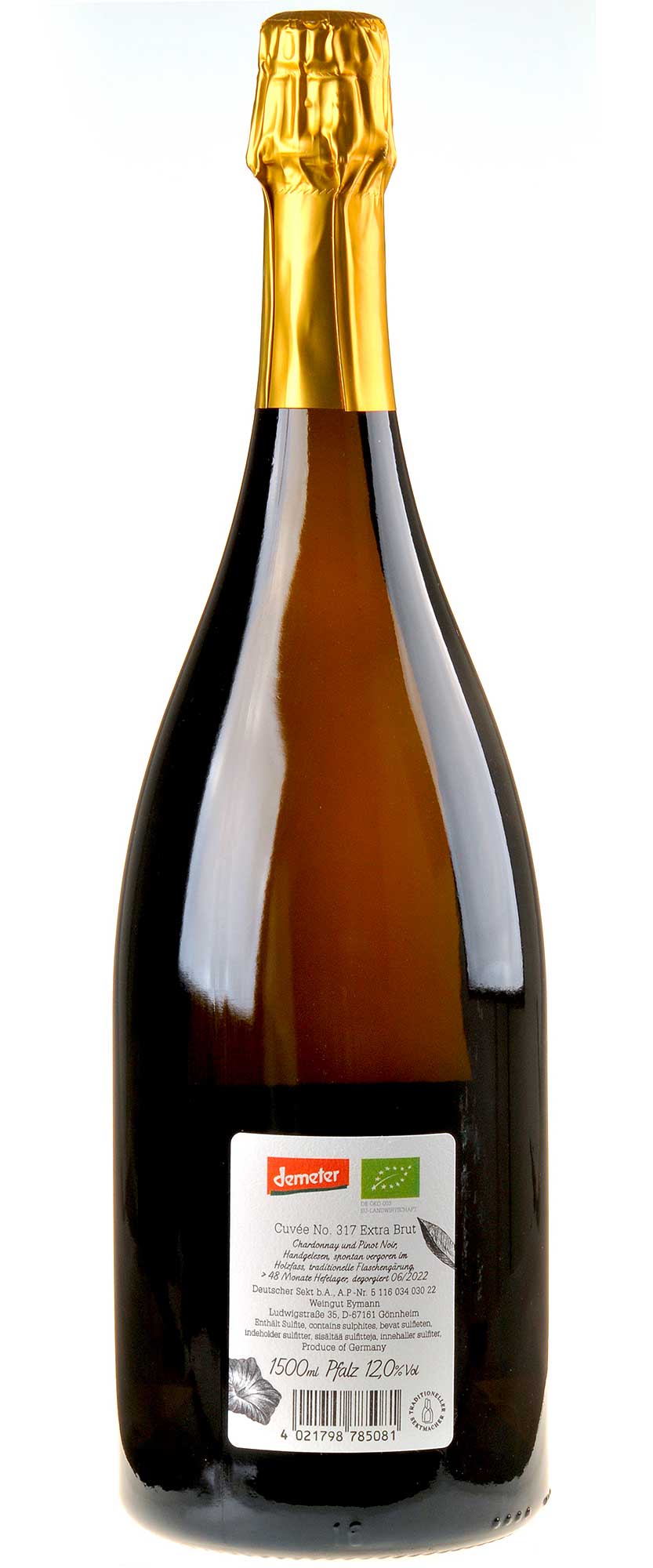 Weingut Eymann Cuvée No. 317 Sekt Extra Brut Bio Magnum Rücketikett