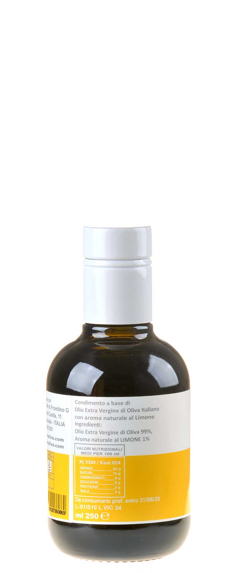 Terraliva Fusion Olivenöl mit Zitrone 250ml Seitenetikett