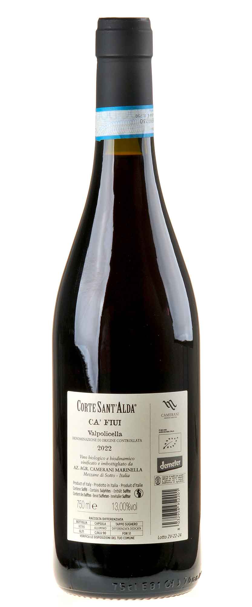 Corte Sant'Alda Ca' Fiui Valpolicella Bio 2022 Rücketikett