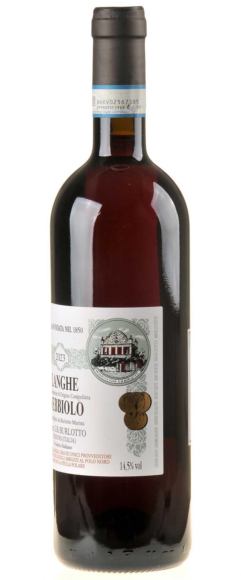 Comm. G.B. Burlotto Langhe Nebbiolo 2023 Seitenetikett