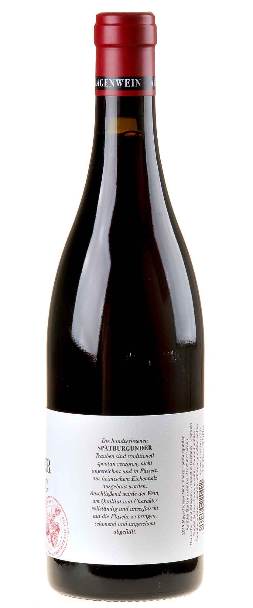 Bertram - Baltes Spätburgunder Mayschosser Mönchberg 2019 Seitenetikett