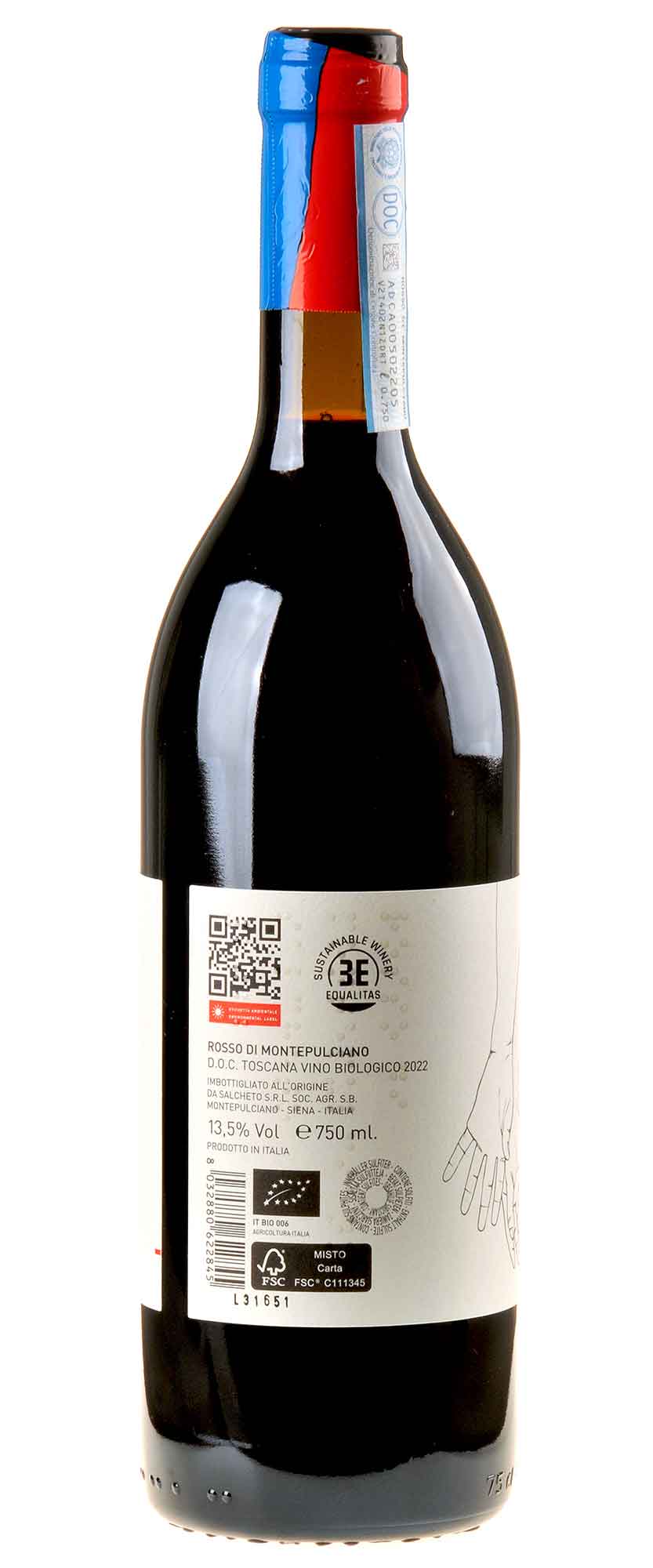 Salcheto Rosso di Montepulciano Bio 2022 Rücketikett