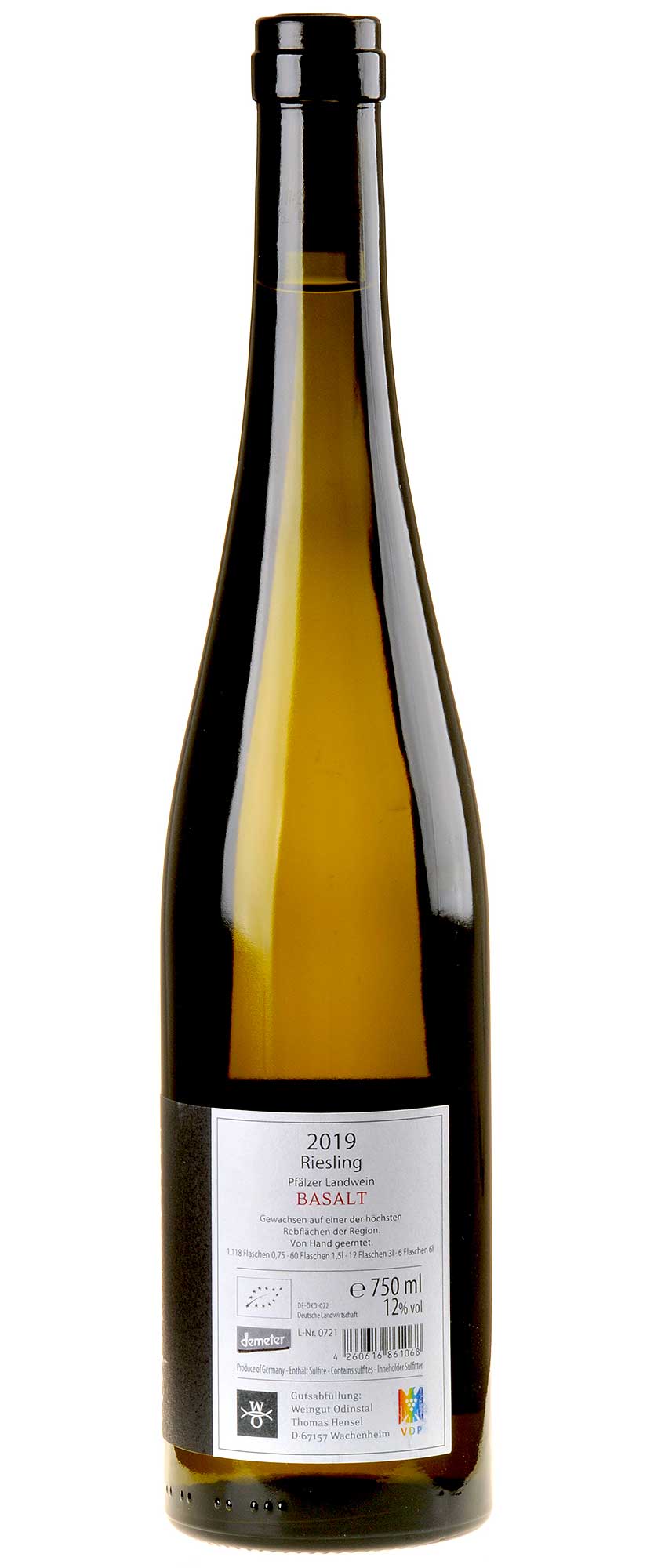 Weingut Odinstal Riesling Basalt Bio 2019 Rücketikett