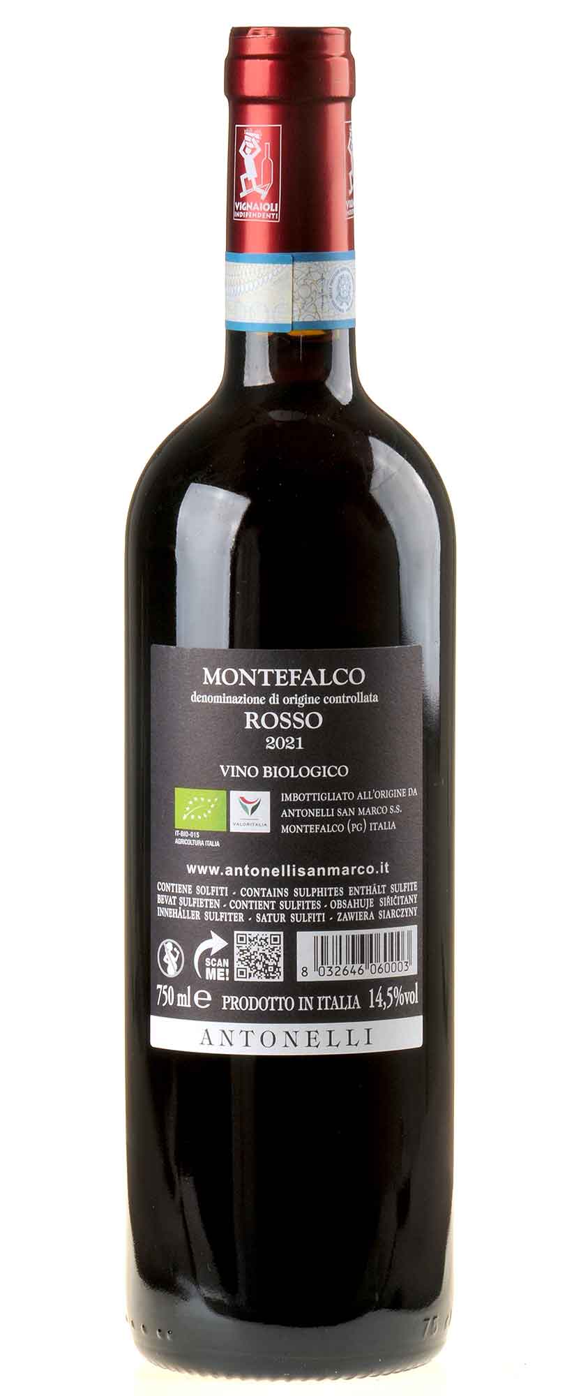 Antonelli Montefalco Rosso Bio 2021 Rücketikett