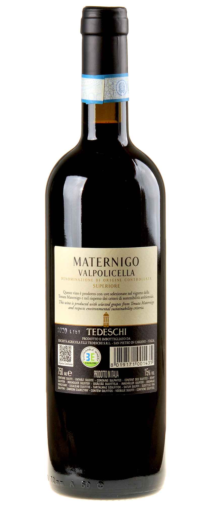 Tedeschi Maternigo Valpolicella Superiore 2020 Rücketikett