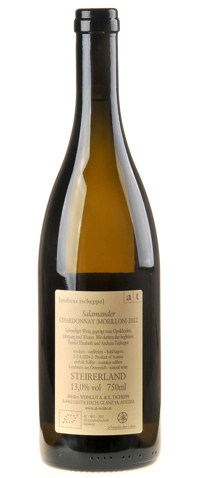Bild Andreas Tscheppe Salamander Bio 2022 Rücketikett