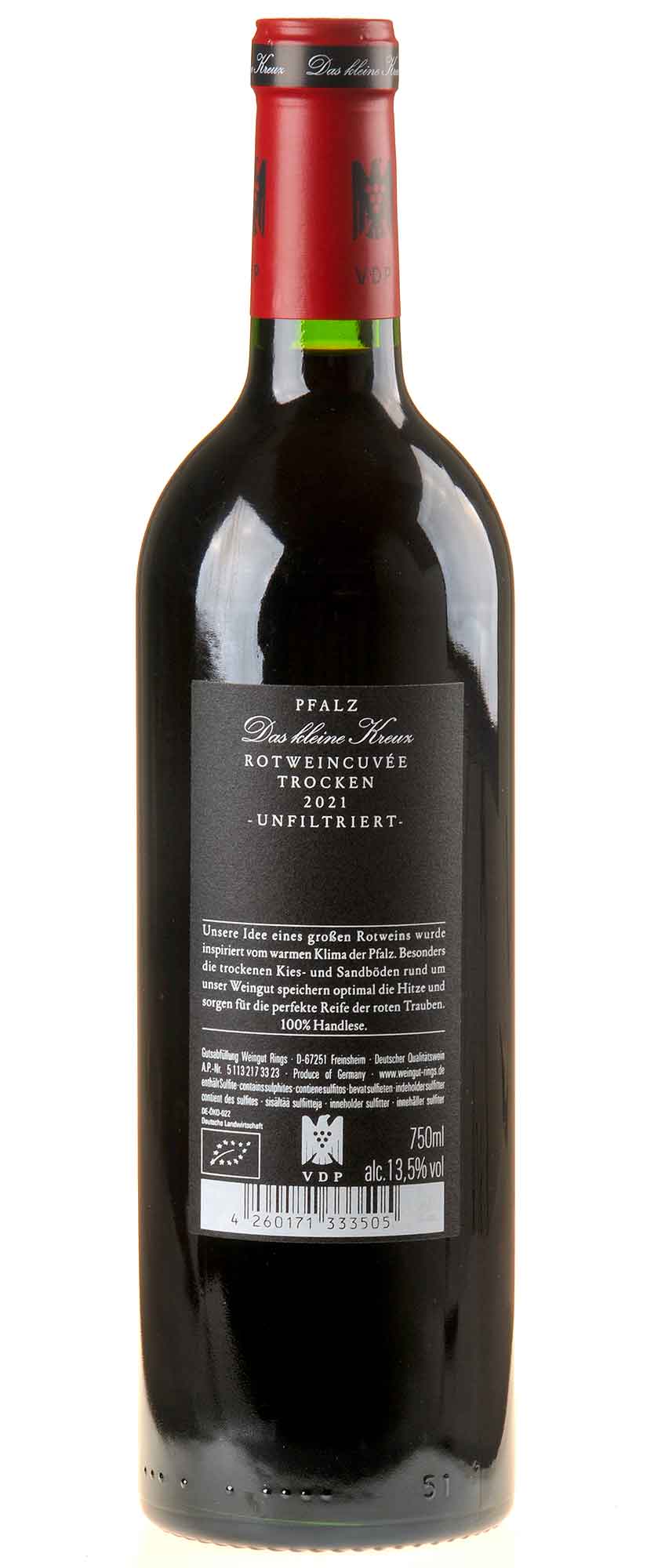 Weingut Rings Das kleine Kreuz Rotweincuvée 2021 Rücketikett