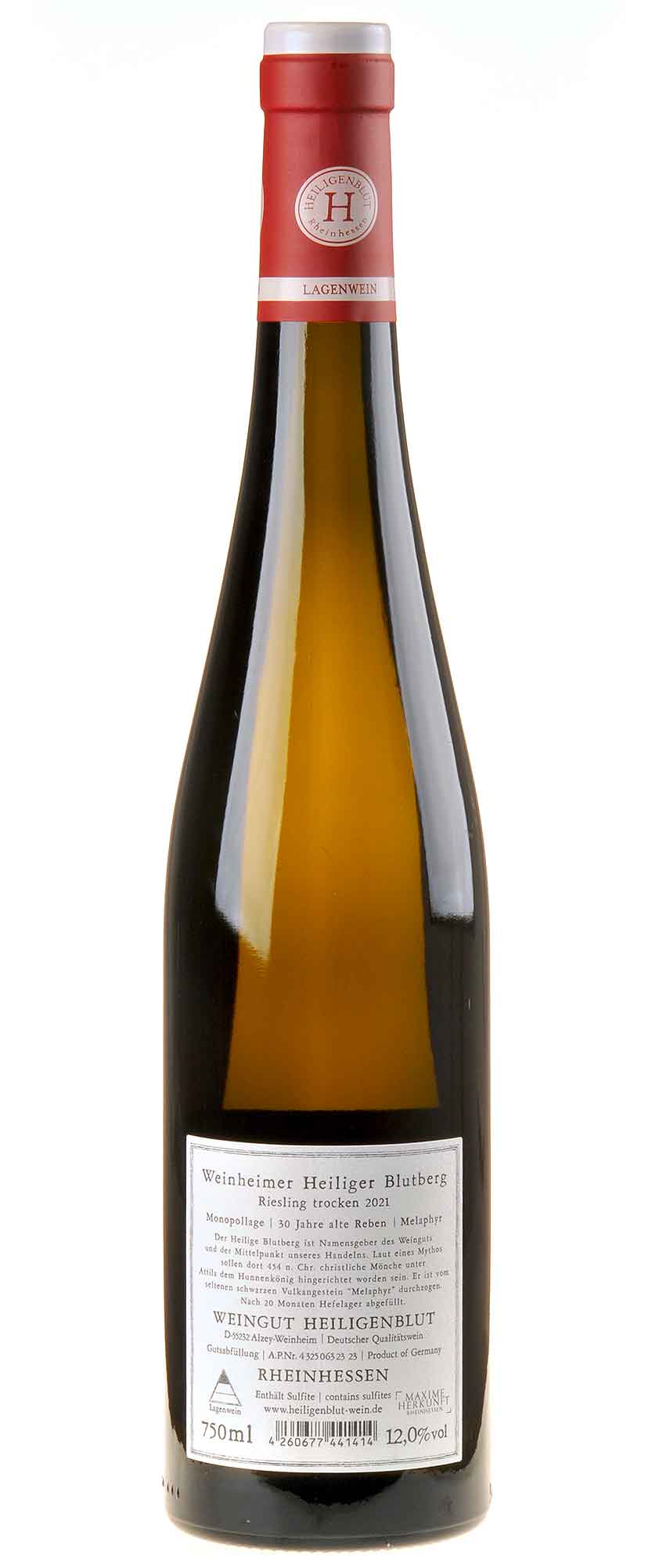 Weingut Heiligenblut Riesling Heiliger Blutberg 2021 Rücketikett