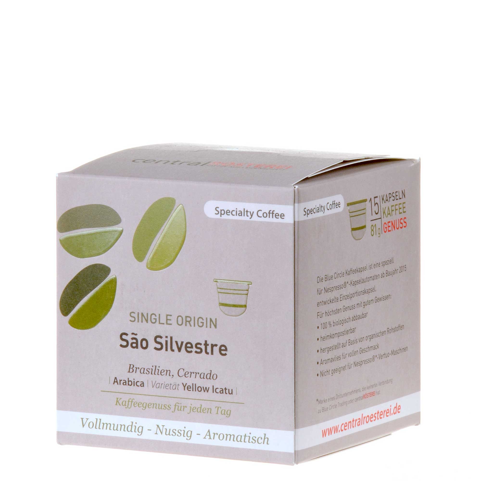 CentralRösterei Kaffeekapseln Sao Silvestre vorne