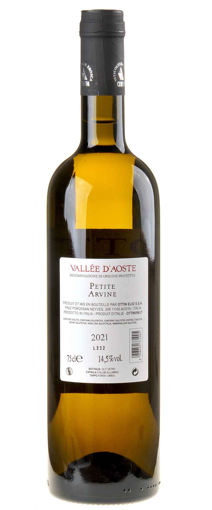 Elio Ottin Petite Arvine Vallee d'Aoste 2021 Rücketikett