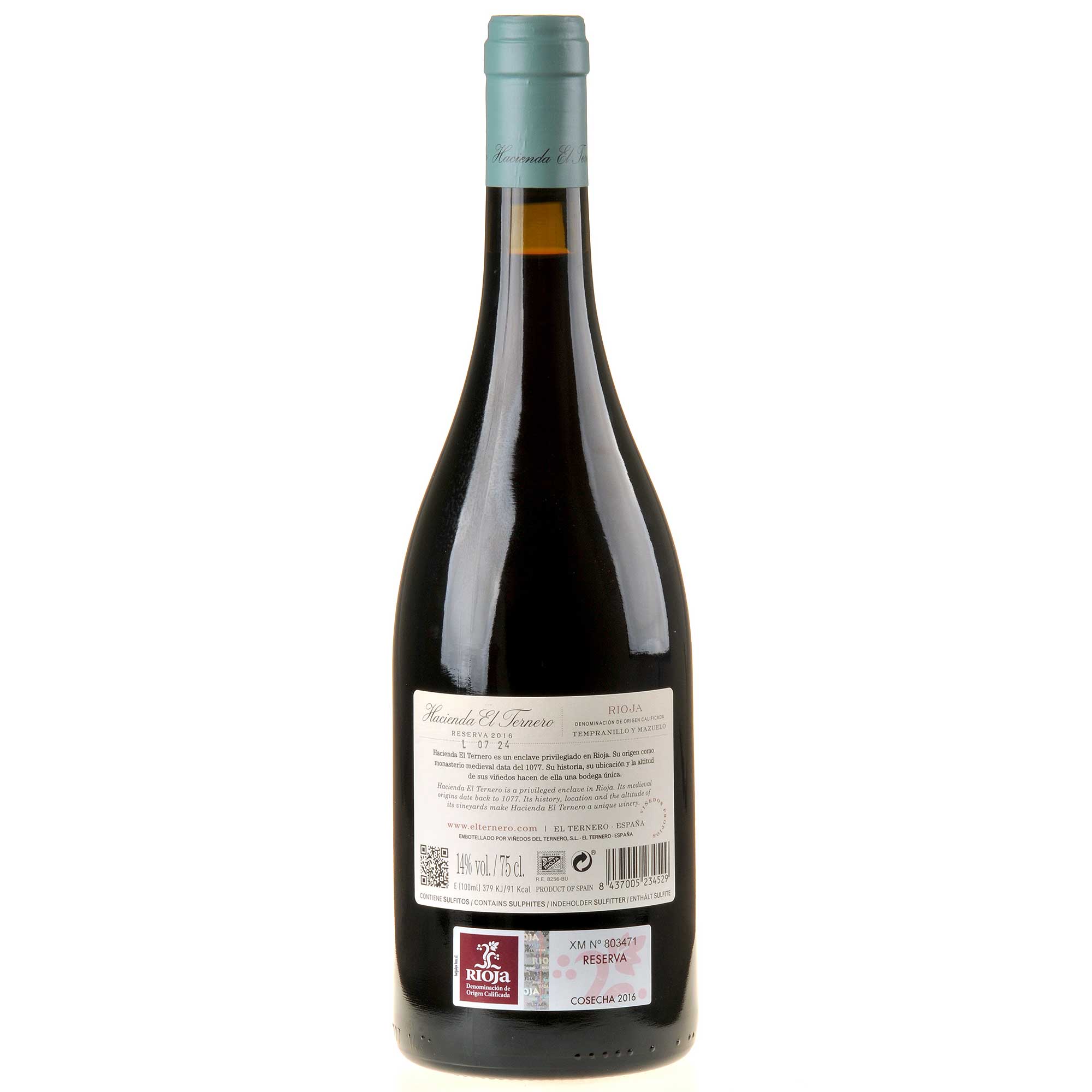 Hacienda el Ternero Rioja Reserva 2016 Rücketikett