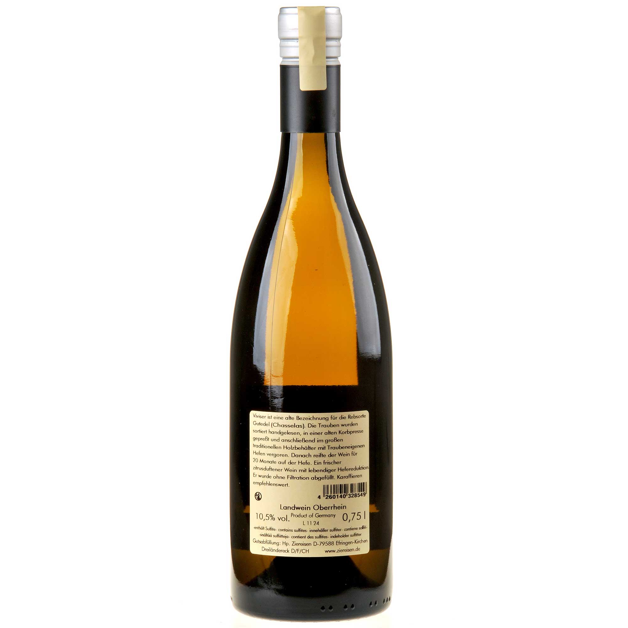 Weingut Ziereisen Viviser Gutedel 2022 Rücketikett