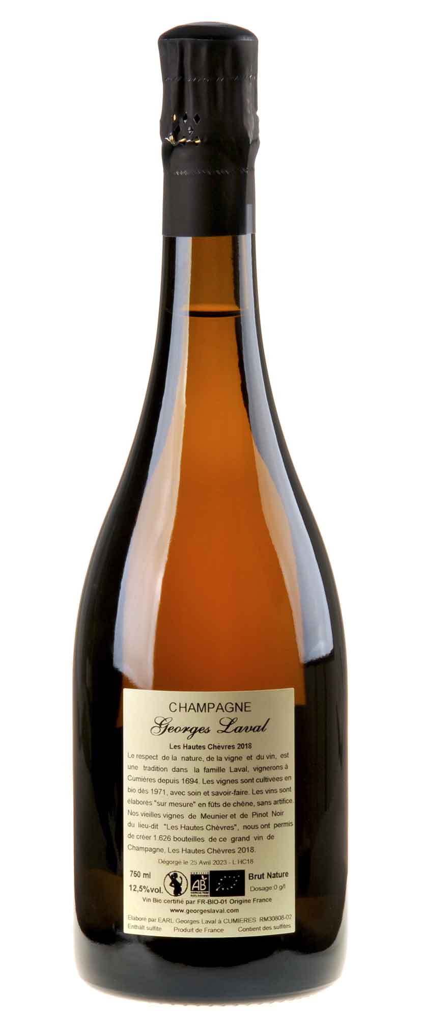 Georges Laval Cumières Les Hautes Chèvres 1er Cru Brut Nature 2018 Rücketikett