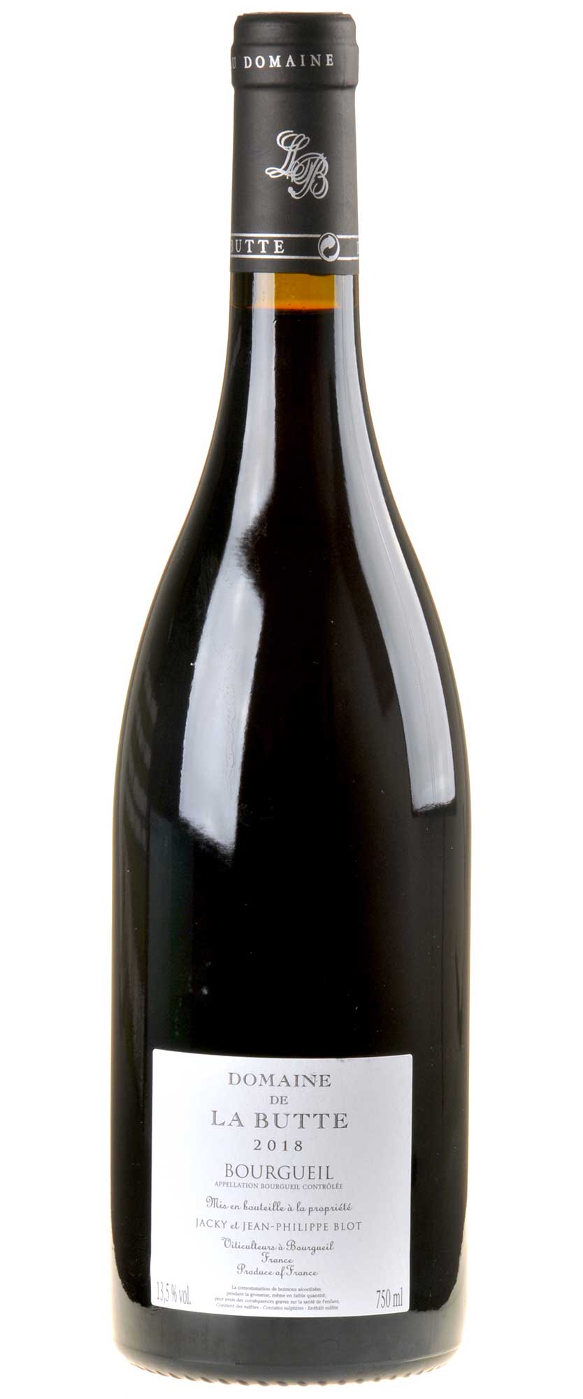 Domaine de la Butte Mi-Pente Bourgueil 2018 Rücketikett