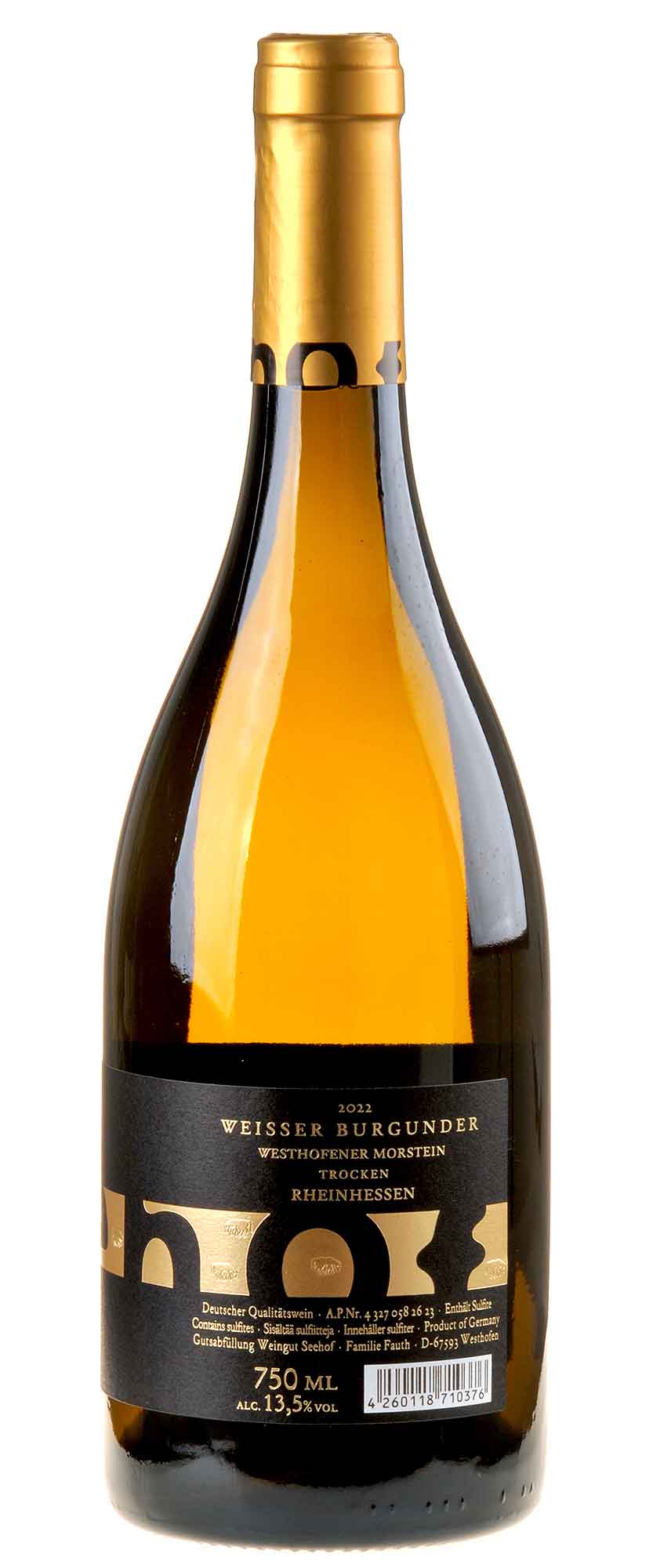 Weingut Seehof Weißer Burgunder Morstein -R- 2022 Rücketikette