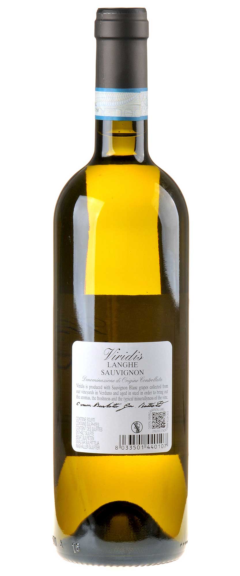 Comm. G.B. Burlotto Viridis Langhe Sauvignon DOC 2023 Rücketikett