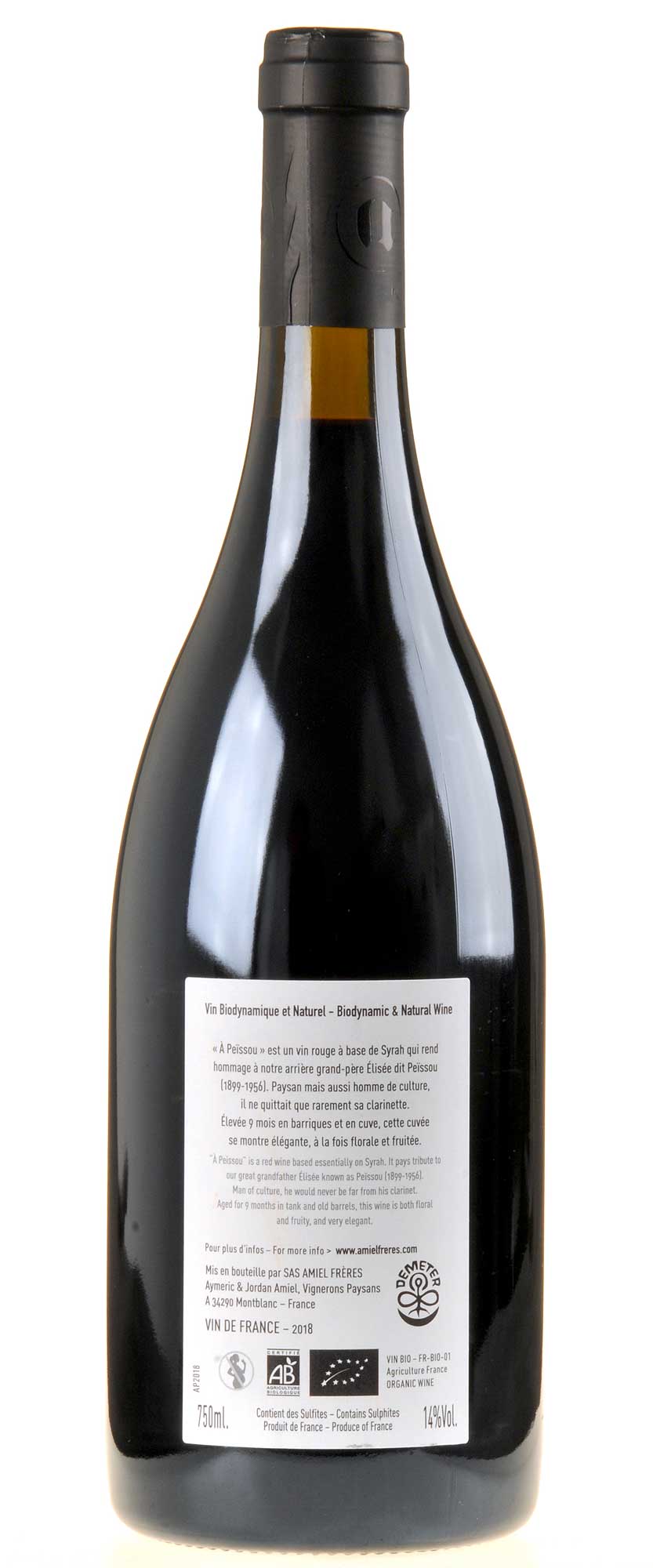 Domaine des Amiel À Peïssou 2018 Bio Rücketikette