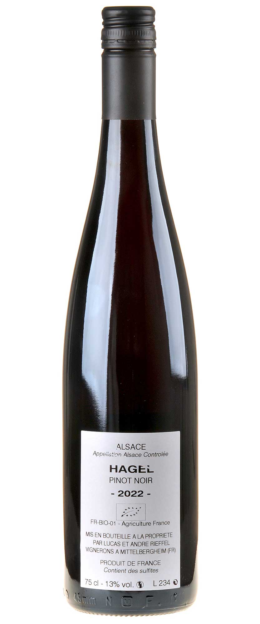 Domaine Rieffel Pinot Noir Hagel Bio 2022 Rücketikett