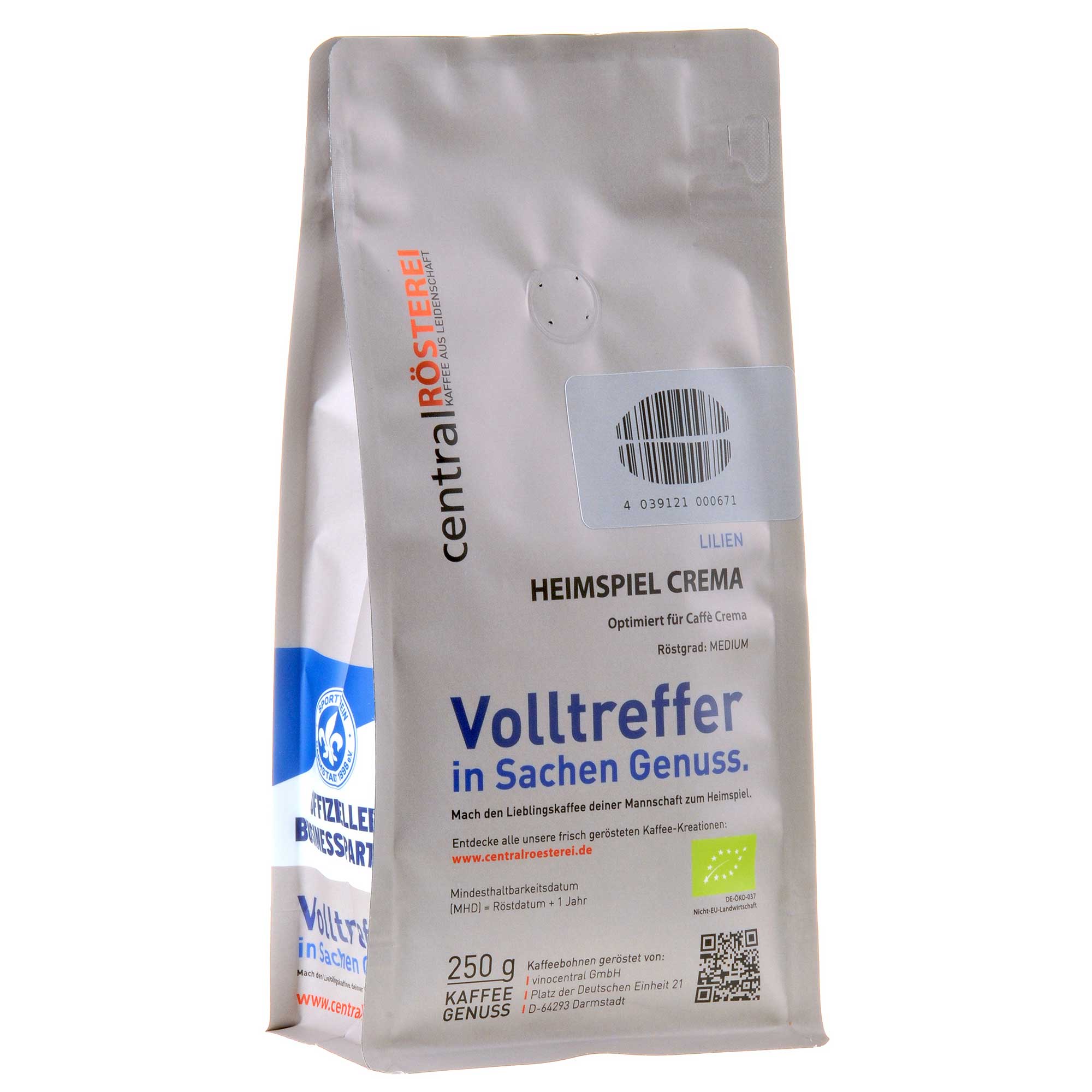 CentralRösterei Heimspiel Caffè Crema bio Rücketikett