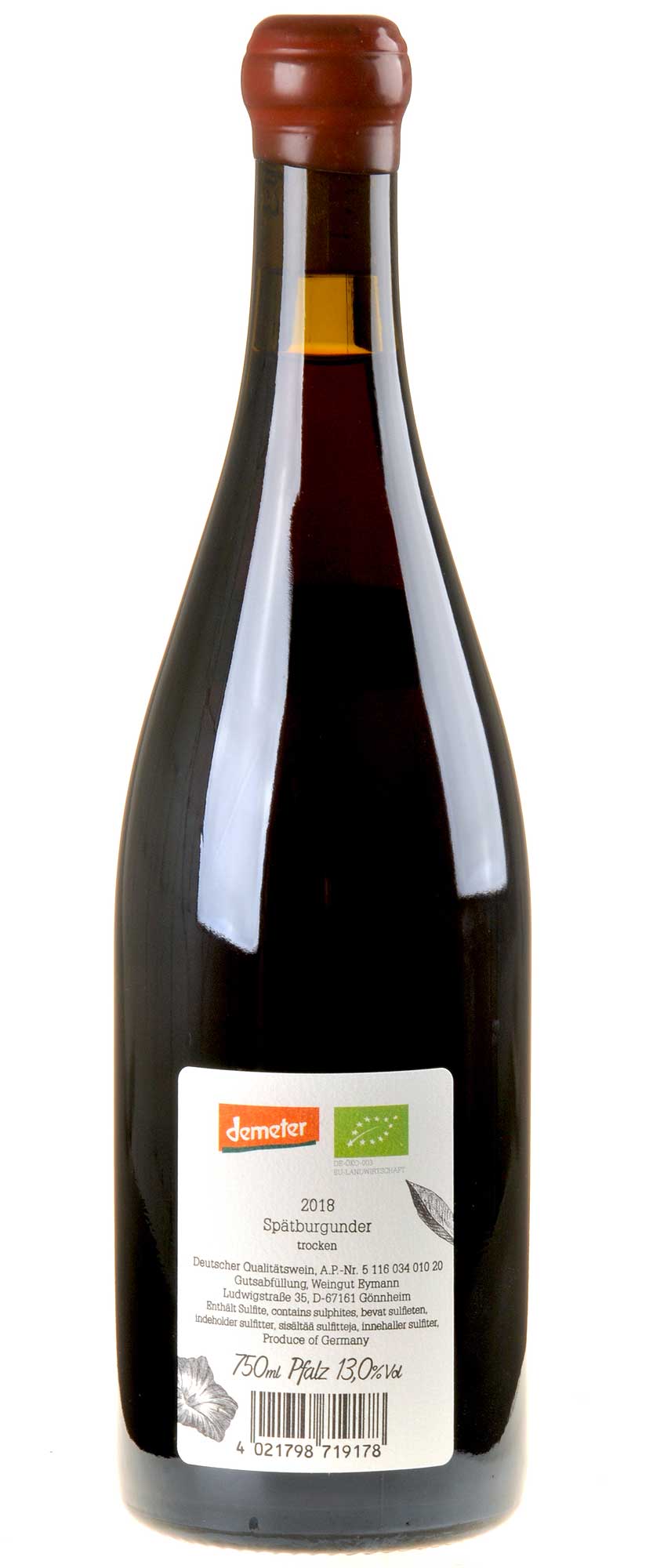 Weingut Eymann Spätburgunder -R- Bio 2018 Rücketikette