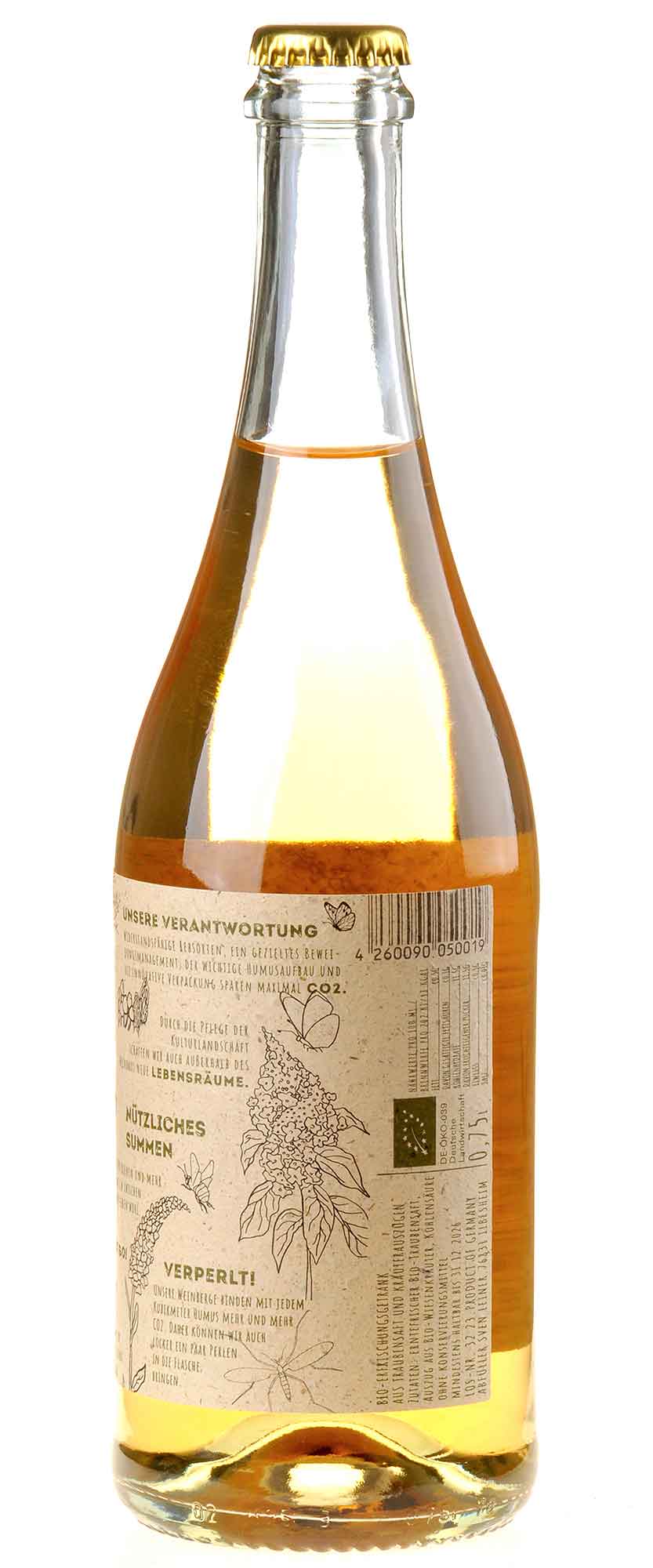 Weingut Leiner Fusion Free mit Wiesenkräutern Bio Rücketikett