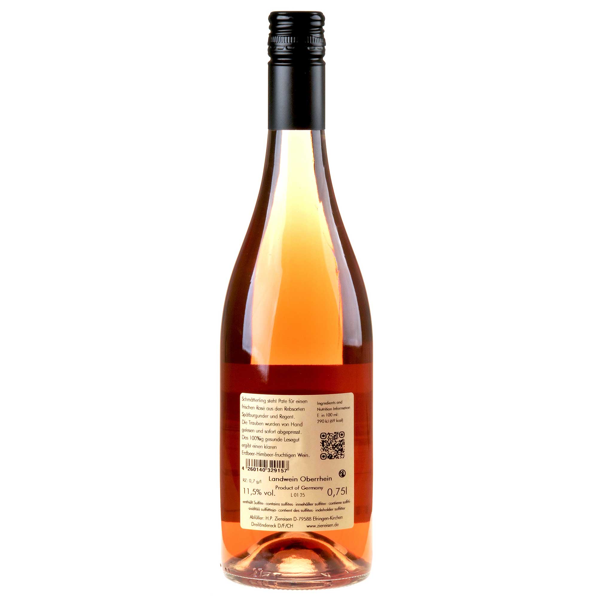 Weingut Ziereisen Schmätterling Rosé 2024 Ruecketikett