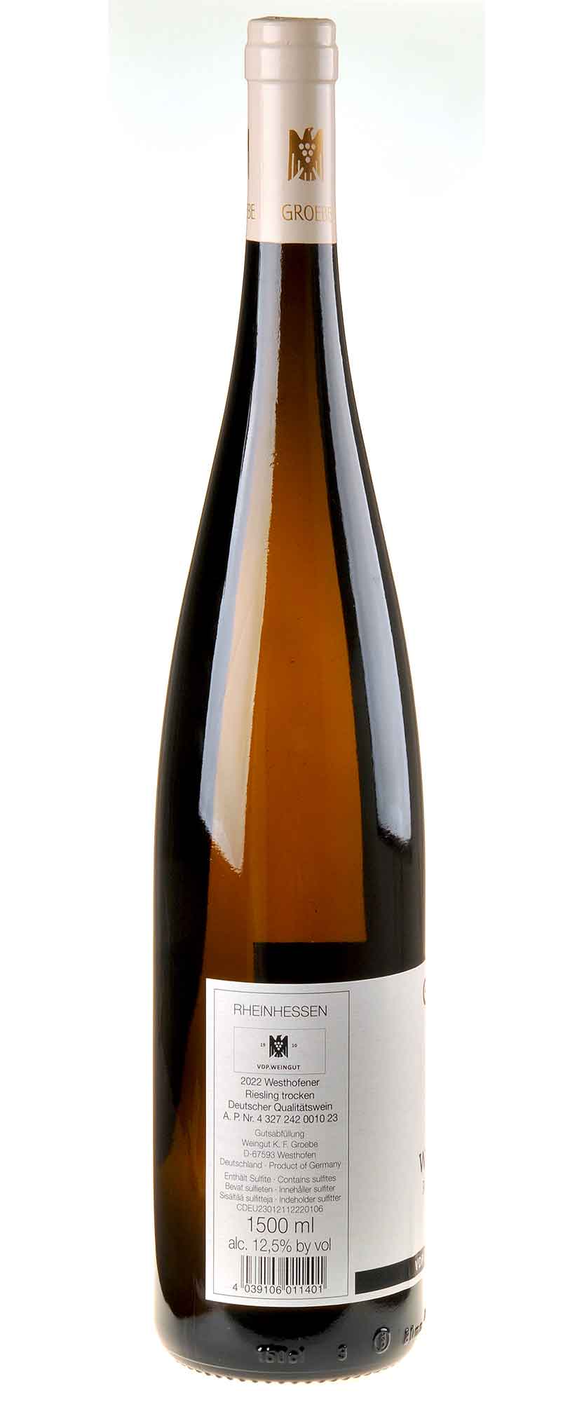 K.F. Groebe Riesling Westhofener trocken Aus Ersten Lagen 2022 Magnum Rücketikett