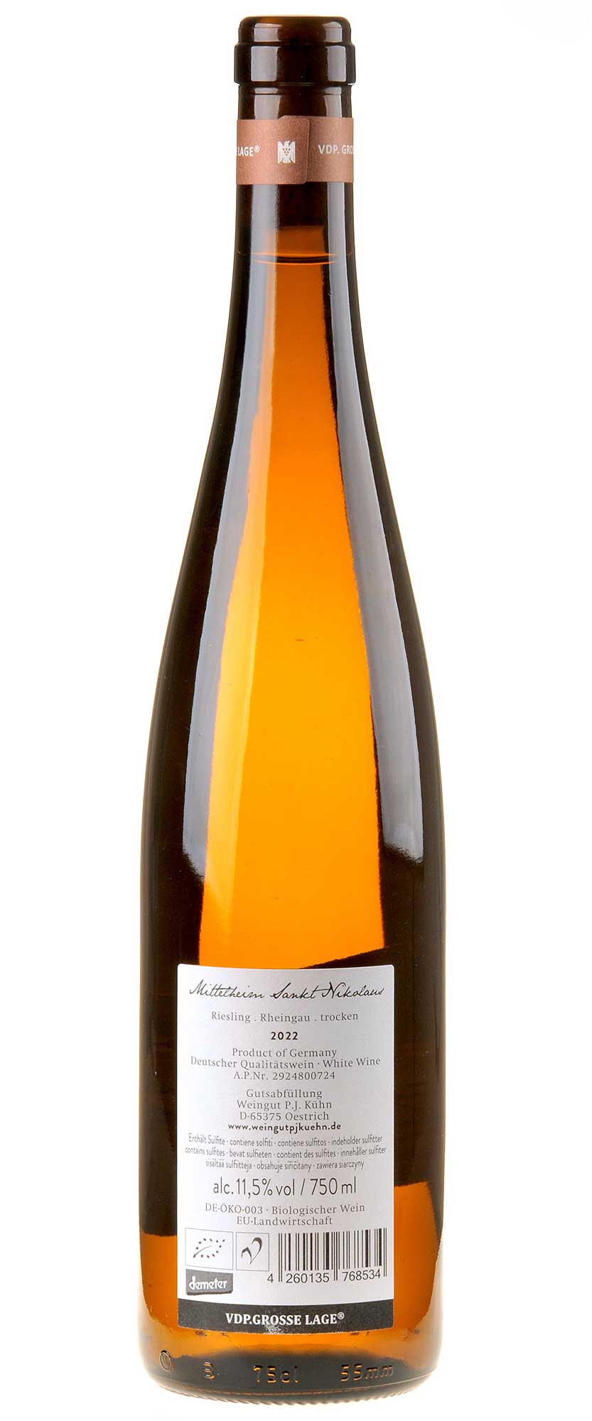Weingut P.J.Kühn Riesling Sankt Nikolaus Großes Gewächs 2022 Rücketikett