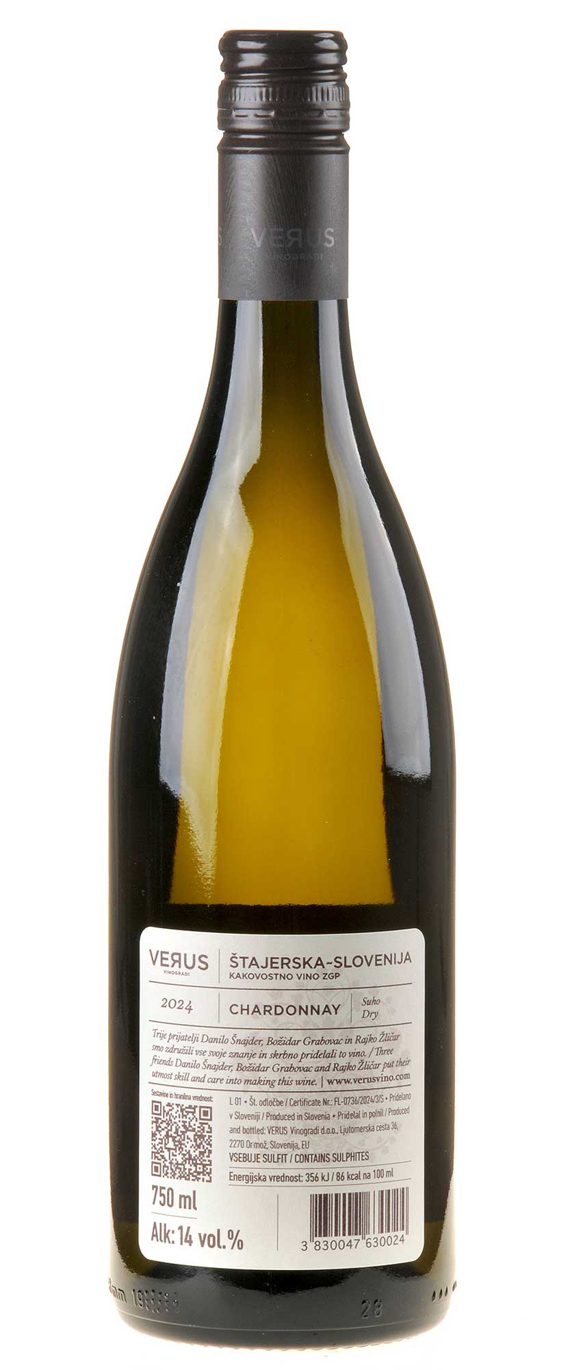Verus Chardonnay 2024 Rücketikett