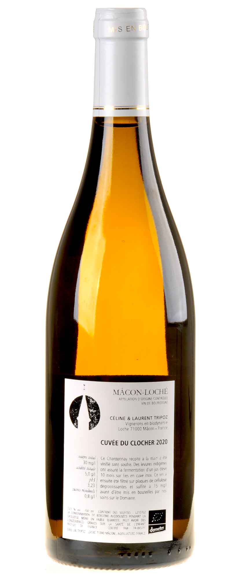 Céline & Laurent Tripoz Macon Loche Blanc Cuvée du Clocher Bio 2020 Rücketikett