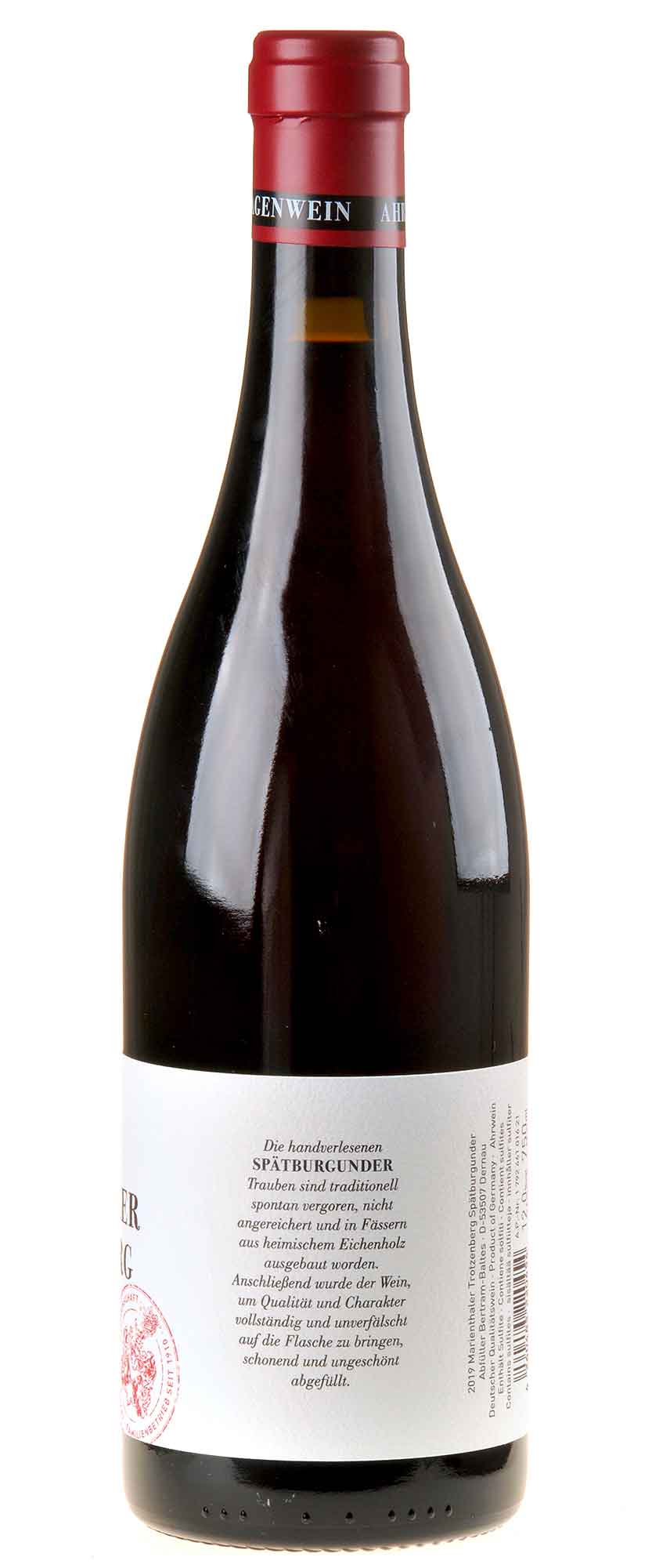 Bertram - Baltes Spätburgunder Marienthaler Trotzenberg 2019 Seitenetikett